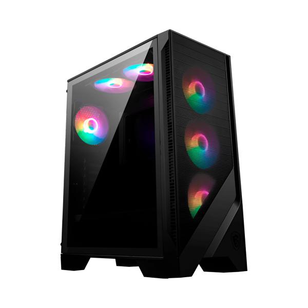 CASE RGB MSI MAG FORGE 120A AIRFLOW MID TOWER VENTILADORES 6 DE 120MM CON VIDRIO LATERAL Y MALLA FRONTAL 306-7G23A21-809 NEGRO