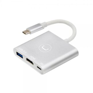 HUB UNNO TEKNO TYPE C 3 IN 1 HDMI + 1-USB 3.0 +PD HB1101SV PLATEADO