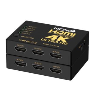 SWITCH NOVA FAA39214001C 5 PUERTOS HDMI 4K*2K@30HZ CON CONTROL REMOTO Y CABLE USB-A NEGRO