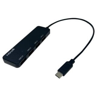 HUB NOVA AHB1S240001C 4 EN 1 USB-C 4 PUERTOS UBS-A 2.0 480MBPS NEGRO