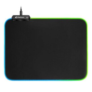 MOUSE PAD GAMING RGB SHARKOON 1337 V2 360 36X27CM TEXTIL Y GOMA 4044951029976 NEGRO