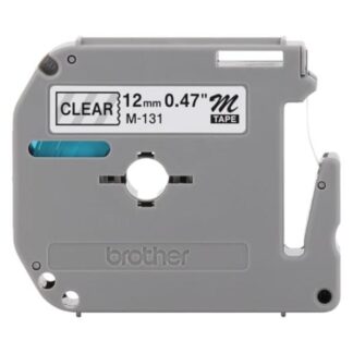 CINTA BROTHER M131 NO LAMINADA NEGRO SOBRE TRANSPARENTE DE 12MM NEGRO/TRANSPARENTE