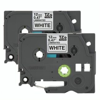 CINTA BROTHER TZE2312PKG 12MM X 8M COMPATIBLE CON P-TOUCH NEGRO SOBRE FONDO BLANCO 2 PACK