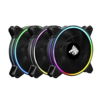 ABANICOS ARGB EAGLE WARRIOR FCF2L3W5007C 3X120MM W/6 PIN CONTROL BOX NEGRO