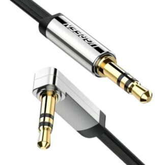 CABLE UGREEN AV119 3.5MM MACHO RECTO A MACHO ÁNGULO PLANO 1M 10597 NEGRO