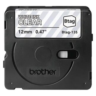 CINTA DE ETIQUETADO BROTHER BTAG135 12MM X 4M COMPATIBLE CON P-TOUCH BLANCO SOBRE FONDO TRANSPARENTE