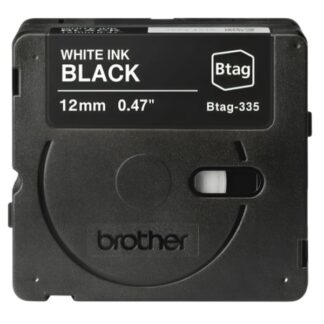 CINTA DE ETIQUETADO BROTHER BTAG335 12MM X 4M COMPATIBLE CON P-TOUCH BLANCO SOBRE FONDO NEGRO