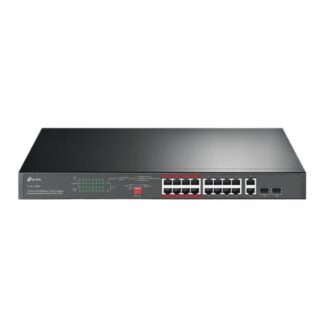 SWITCH TP LINK TL-SL1218MP(UN) 16 PUERTOS POE+ 10/100MBPS 2 PUERTOS GIGABIT RJ45 2 COMBO GIGABIT SFP 10/100/1000 MBPS NEGRO