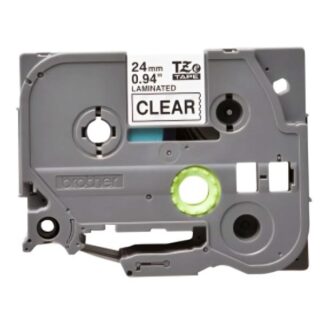 CINTA BROTHER TZE151G 24MM X 8M COMPATIBLE CON P-TOUCH NEGRA SOBRE TRANSPARENTE LAMINADA