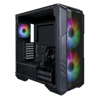 CASE GAMING RGB COOLER MASTER HAF 500 MID TOWER 2 VENTILADORES DE 200MM Y 2 DE 120MM CON VIDRIO LATERAL Y MALLA FRONTAL H500-KGNN-S00 NEGRO