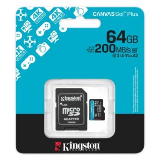MEMORIA MICRO SD 64GB KINGSTON SDCG4/64GB UHS-I V30 200 MB/S / 100 MB/S PARA DRONES, CÁMARAS DEPORTIVAS Y OTROS DISPOSITIVOS