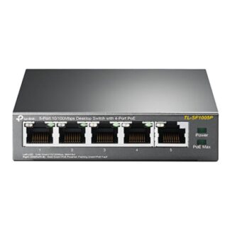 SWITCH TP LINK TL-SF1005P(UN) 5 PUERTOS RJ45 / 4 PUERTOS POE 10/100 MBPS NO GESTIONABLE GRIS