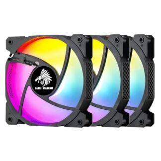ABANICOS ARGB EAGLE WARRIOR FCF2L3W5007C 3X120MM W/6 PIN CONTROL BOX NEGRO