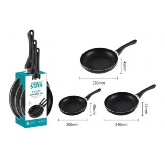 SET DE SARTENES WINNING STAR ST-5217 ALUMINIO 3 PIEZAS GUO-1762-WST-18642 NEGRO