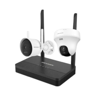 KIT DE CÁMARAS WIFI BALA Y TORRETA HIKVISION NKS4245WBTH 4MP 5MP WIFI H.265 2.8 MM 30 M BALA 10 M AUDIO WIFI 2.4 GHZ NVR IP66 301502089 BLANCO