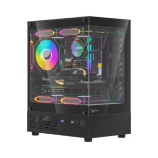 CASE ARGB FORMULA V LINE CRYSTAL Z1CM PLUS AR V2 MINI TOWER 3 ABANICOS 120MM CON VIDRIO TEMPLADO FRONTAL Y LATERAL 4711401667148 NEGRO