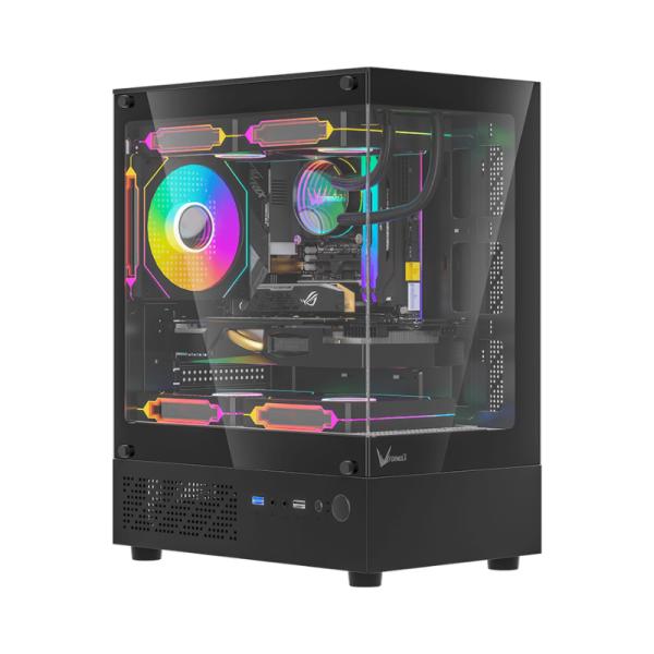 CASE ARGB FORMULA V LINE CRYSTAL Z1CM PLUS AR V2 MINI TOWER 3 ABANICOS 120MM CON VIDRIO TEMPLADO FRONTAL Y LATERAL 4711401667148 NEGRO