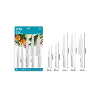 SET DE CUCHILLOS WINNING STAR ST-7807-5 ACERO INOXIDABLE 3CR13 Y POLIPROPILENO 5 PIEZAS PLATEADO