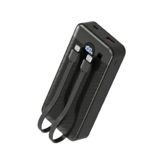 POWER BANK NOVA PB-911 20000MAH PD 22.5W/2 USB-A/USB-C/CABLES USB-C Y LIGHTNING NEGRO