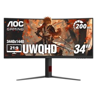 MONITOR GAMING AOC CU34G4H 34 PULG CURVO 3440X1440 UWQHD 200 HZ VA FREESYNC ADAPTIVE SYNC HDMI DISPLAYPORT HDR NEGRO
