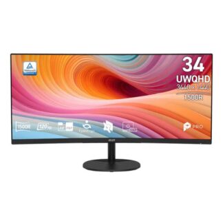 MONITOR MSI PRO MP341CQ E12 34 PULG CURVO 1500R 3440X1440 UWQHD 120 HZ PANEL VA AMD FREESYNC HDMI DISPLAYPORT 9S6-3PB2CT-082 NEGRO