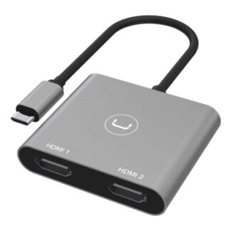 ADAPTADOR UNNO TEKNO HB1103GY USB-C 2X HDMI SOPORTE 4K Y PLUG & PLAY GRIS